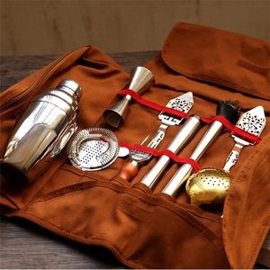 Bar-Werkzeuge, Bar-Barkeeper-Tragetasche, kreatives Barkeeper-Werkzeugset aus Segeltuch, Bar-Werkzeuge, Cocktail-Shaker-Set, Aufbewahrungstasche, nur Weinzubehör 231214