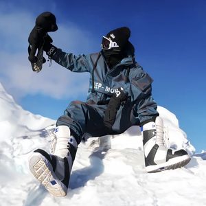 Calças femininas de duas peças HighqualitySki Suit Set para homens e mulheres à prova de vento impermeável jaqueta quente completa de equipamento de snowboard 231214