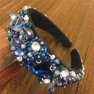 Ins Fashion Fasce per capelli con strass imbottite scintillanti blu, fascia larga per copricapo da donna, accessori per capelli, regalo per ragazze