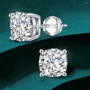 Studörhängen 1CT kudde klippt Moissanite D färg diamant med GRA 925 Sterling Silver Studs for Women Fine Jewelry Gift