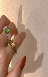 Ring color Korean ylyl diamond acrylic resin transparent jelly feeling index finger design tide1370290