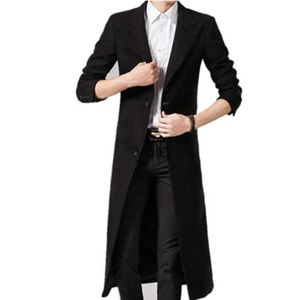 Męskie mieszanki wełny męskie płaszcze jesień zima nowe stałe kolor wysokiej jakości długi luksusowy płaszcz maleyolq
