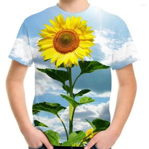 T-shirt da uomo 2023 Marea estiva Moda Immagine di girasole T-shirt da uomo Casual Stampa 3D Tees Personalità Hip Hop Girocollo Manica corta Top