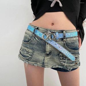 Cintos Ajustáveis Lantejoulas Cinto Versátil Millennial Y2K Mulheres Menina Estilo Jeans Decorativo