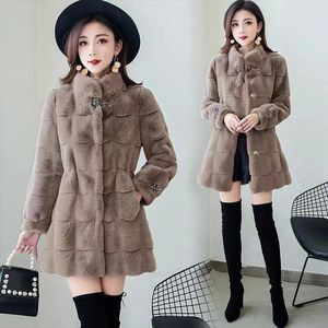 Kvinnors päls zxryxgs high-end faux coat 2023 mode höst vinter mid längd jackor smala fit eleganta kvinnrockar