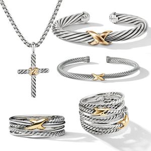Wedding Rings X Bracelet for Men 1 1 High Quality Station Cable Cross Collection Vintage Ethnic Loop Hoop Pendant Punk Jewelry Band Ring 231214