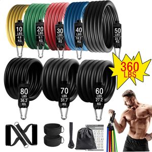 Bungee 360 libbre Esercizi di fitness Fasce di resistenza Set Tubi elastici Corda per yoga Fascia per allenamento Attrezzatura per allenamento per palestra di casa Peso 231214