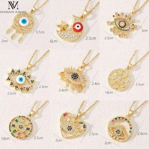 Pendant Necklaces Moon Jewelry Middle Eastern Style Fashion Drop Oil Zircon Eye Necklace For Women's Collar Chain