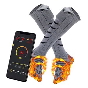 Spor Çorap Kış Isıtmalı Çorap Uygulama Kontrolü 5000mAh USB Şarj Termal Elektrik Ayak Isıl Erkekler ve Kadınlar için Bisiklet Kayak 231215