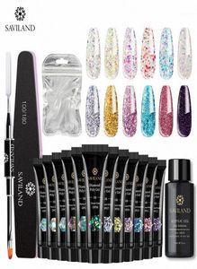 Saviland Diamond Glitter Poly Gel Kits Nails Gel Polish Sequins Fast Building Extension Soak Off UV Lack Nail Art Tools1 No976363725