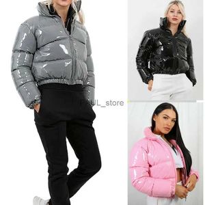 Damskie down Parkas 2022 Kobiety puffer kurtki ciepły bąbelkowy płaszcz w dół Parma Outcoat Kurtka z kuliczką różowa urocza przycięta parka Abrigos MjJerl231215