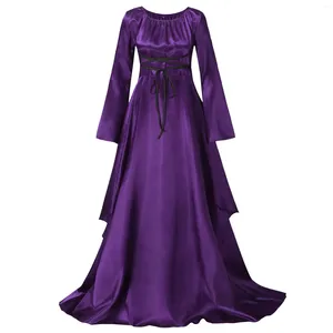 Casual Dresses Maxi Dress Medieval Retro Gothic Gown Long Sleeve Lace Up Cosplay Evening Party Prom Womens Vestidos