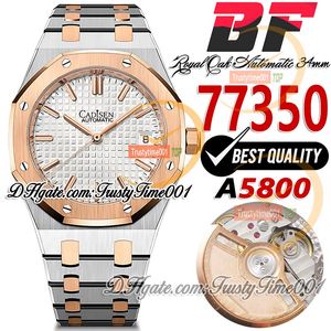 BFF 34mm 77350 A5800 Orologio automatico da donna 50 ° anniversario bicolore oro rosa quadrante strutturato bianco cinturino in acciaio SS Super Edition Orologi da donna trustytime001