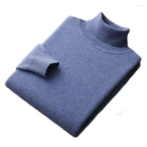 Maglioni da uomo Maglione in lana merino Pullover da uomo Maglia dolcevita Cashmere addensato caldo inverno Top sciolto tinta unita