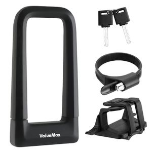 Serrures de vélo Valuemax Bike U Lock Noir Orange Couleur Anti-vol Sécurisé VTT Vélo De Route Moto Serrure De Roue Avec Support Clé 231214