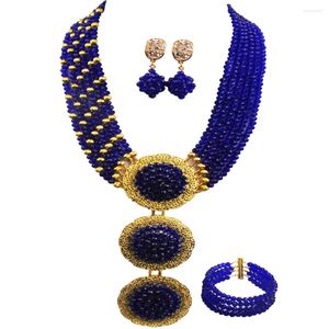 Комплект ожерелья и серег из бисера королевского синего цвета в африканском стиле, ювелирные изделия