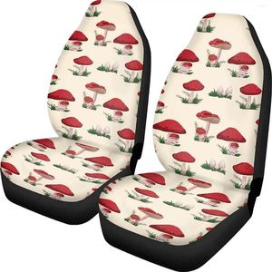 Car Seat Covers Elastic Soft Front Beige Mushroom Print Washable Comfort Easy Install Universal Automotive Cover Full