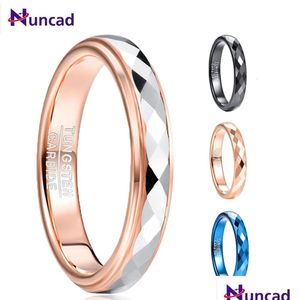 Solitaire Ring Solitaire Ring Nuncad 4Mm Tungsten Carbide Surface Polished Rhombus Shaped Batch Rose Gold Plating Side Step Steel Wedd Dhdlj
