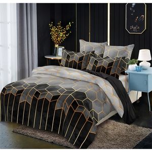 Conjuntos de cama Linha Geométrica Rorney Quilt Cover Kit Duveta Conjunto Nórdico Único Duplo Cama Conjuntos Luxo Twin Queen King 231214