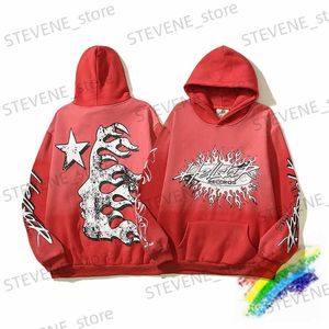 Erkek Hoodies Sweatshirts Red Hellstar Dios Kayıtları Hoodie Erkek Kadın Alev Grafik Hellstar Hoodie Sakiller Vintage Sweatshirts T231215