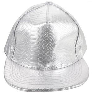 Koski Ball 2pcs Unisex Crocodile Baseball PU Regulowane Hip Hop Flat Brim Hats Snapback (srebrny)