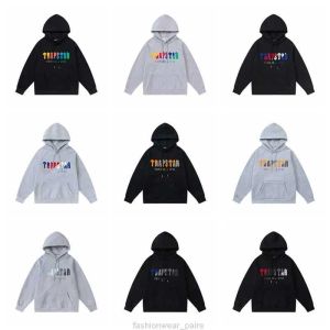 Designer Fashion Clothing Mens Tracksuits Hoodies Trapstar Rainbow Scarf Embroidery Plush Hoodie Closure Zipper Pants Casual Pants Hoodie Suit Fashion Rock Hip 24