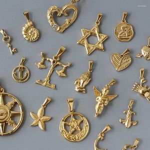 Pendant Necklaces 18k Real Gold Plated Nickel Free Anti Fading Jewelry Charms Conch Starfish Heart Crab Shape For DIY Necklace 10pcs/lot
