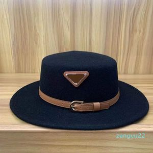 Brim chapéus designer 3 cores unisex cinto plano para casais lã moda mulheres cabidas bonés homens boné homens casquette candgoose chapéu