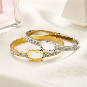 Hollow designer bracelet plated gold bangle for women silver gold color crystal charming mens bracelets designer classical letter fashionable zb104