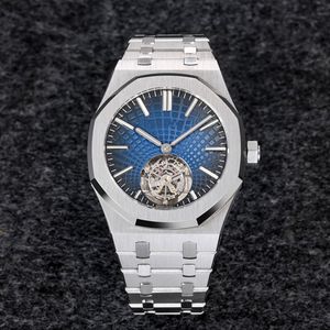 Tourbillon Watch Mens 시계 자동 체인 업 시계 41mm Sapphire Wristwatch Super Waterproof Swimming Montre de Luxe