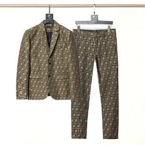 Yeni erkek takım elbise moda tasarımcısı blazers adam klasik gündelik lüks ceket markası f mektup baskı şerit uzun kollu ince takım elbise ceket pantolon m-3xl