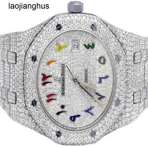 Audemar Pigue Watch Automatic Mechanical Watch Mens Epic Royal Oak 41mm Steel vs Rainbow Dial Diamond Watch 33.0 Carat