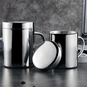 Mugs Double Wall 304 Stainless Steel Coffee Mug With Lid Insulated Portable Cup Travel Tumbler Jug Milk Tea Cups Office Water