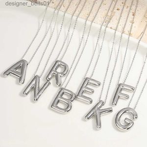 Pendanthalsband chunky alfabetet ballong brev hänge halsband a-z namn silver färg bubbla halsband för familjemedamer män mode smycken gåvor231215