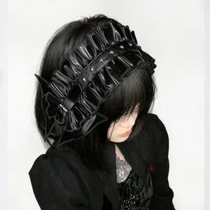 ファッションダークパンクスタイルのヘッドウェアレザーボウヘッドドレス女性ヘアアクセサリーヴィンテージバンドレディー