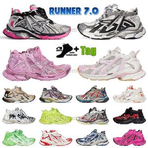 OG Retro Track Runner 7 Designer Shoes Män kvinnor Storlek US 12 Paris Triple S Runners 77.0 Plattform Sneakers Triple S All Black and White Purple Beige Walking Handing Trainer