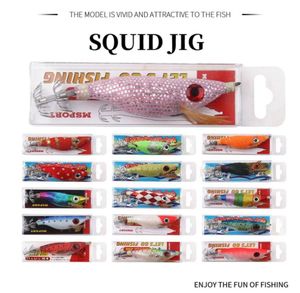 100 pçs / lote isca de pesca lula iscas madeira camarão isca wobbler luminosa lula gancho luz jigs para pesca tackle240n6544094