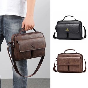 Kolejne kreski Vintage Torka na ramię Mini teczka dla mężczyzn Business Tote PU skórzane torebki torebki iPad Breifcase Square Side Crossbody 231215