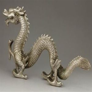 Kinesiska gamla stora vita kopparhandarbeten snidande drake staty253x
