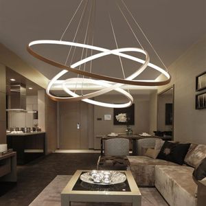60CM 80CM 100CM Modern Pendant Lights For Living Room Dining Room Circle Rings Acrylic Aluminum Body LED Ceiling Lamp Fixtures3300