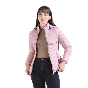 Parkas femininas SANTELON Ultraleve acolchoado puffer jaqueta casaco para mulheres leve curto ao ar livre quente outwear parka com capuz saco de armazenamentoL231215