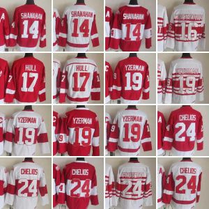 PERSONALIZZATO Detroit Red''Wings''Movie Retro CCM Hockey Jersey Ricamo 19 Steve Yzerman Chelios Brett Hull 14 Brendan Shanahan 16 Vladimir Kons