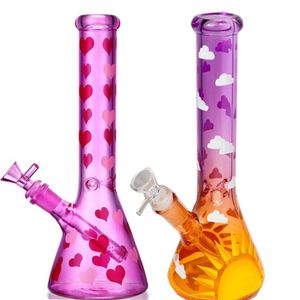 Tall Glass Water Bong Water Pipes Hookahs Downstem Perc Dabber Colorful Heady Rigs Recycler Dab Rigs With 14mm fog