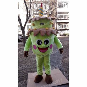 Halloween Green Birthday Cake Mascot Costume simulação