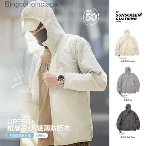 Outros vestuário Maden Masculino UPF 50+ UV Full Zip Jaqueta de proteção solar leve, fina, respirável, empacotável, corta-vento de pesca, caminhada, casaco de pele com capuzL231215