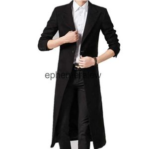 Men's Wool Blends Men Coats Autumn Winter New Solid Color High Quality Long Bla Luxurious Coat Maleephemeralew