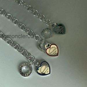 Bracciale di marca a cuore con catena spessa con fibbia Ot in argento sterling S925 per coppia di uomini e donne B05S