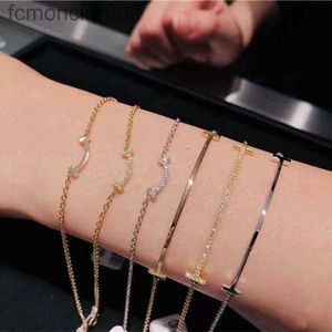 Armband T Family Pure Silver 925 French Minimalist Temperament Versatile Smile Plated With Rose Gold Commemorative Gift Designer TGZ8