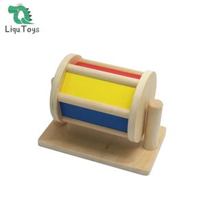 Spinning Top que Montessori Spinning Drum Baby Drewniane zabawki dla 1-3-letniego z lustrem i dzwonkiem dla niemowląt maluch 231214