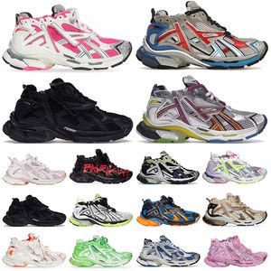 With Original Box Luxury Brand Track Runners 7.0 Designer Shoes Men Women Plate-Forme Trainers Graffiti Black White Pink Big Sizie 46 Mens Shoes Platform Sneakers